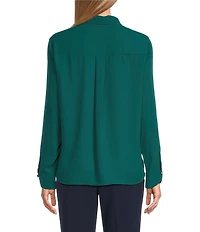 Investments Long Flounce Sleeve Point Collar Neck Top