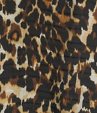 Investments Autumn Animal Print Short Ruffle Sleeve Split-V Neck Blouse