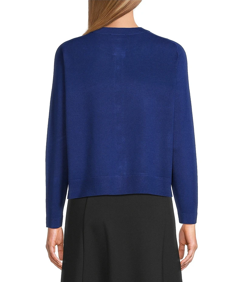 Investments Bellwether Blue Long Sleeve Crew Neck Top