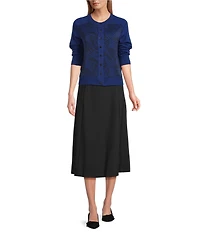 Investments Bellwether Blue Long Sleeve Crew Neck Top