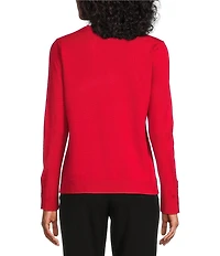 Investments Long Sleeve Button Cuff Crew Neck Sweater