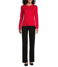 Investments Long Sleeve Button Cuff Crew Neck Sweater