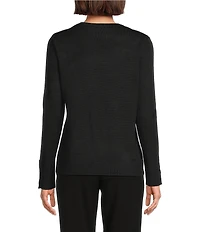 Investments Long Sleeve Button Cuff Crew Neck Sweater