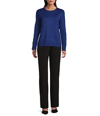 Investments Long Sleeve Button Cuff Crew Neck Sweater