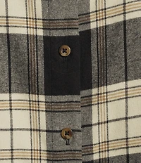 Investments Black Plaid Long Sleeve Point Collar Button Front Top