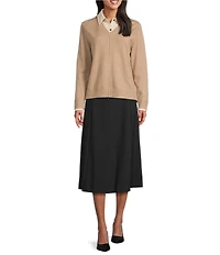 Investments Black Pull-On Midi Skirt