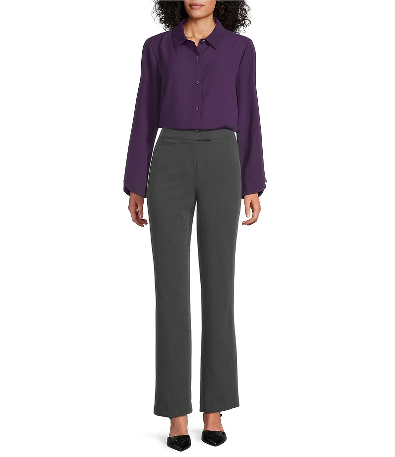 Investments Blackberry Cordial Long Flounce Sleeve Point Collar Neck Top