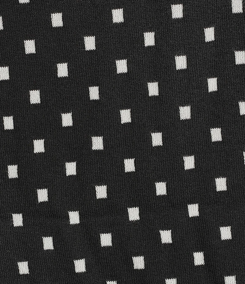 Investments Black/Vanilla Ice Dot Print Jacquard 3/4 Sleeve Boat Neck Pullover Sweater