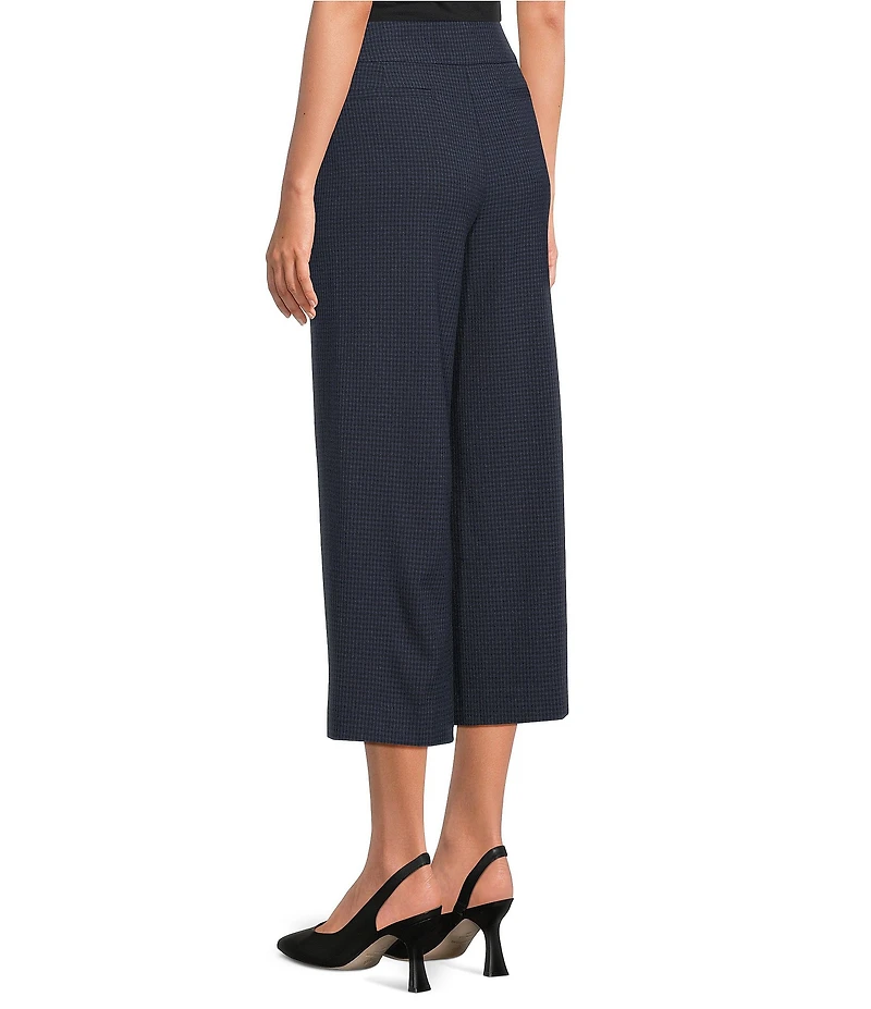 Investments Blue/Black PARK AVE Fit Elite Stretch Pull-On Wide Leg Crop Pants
