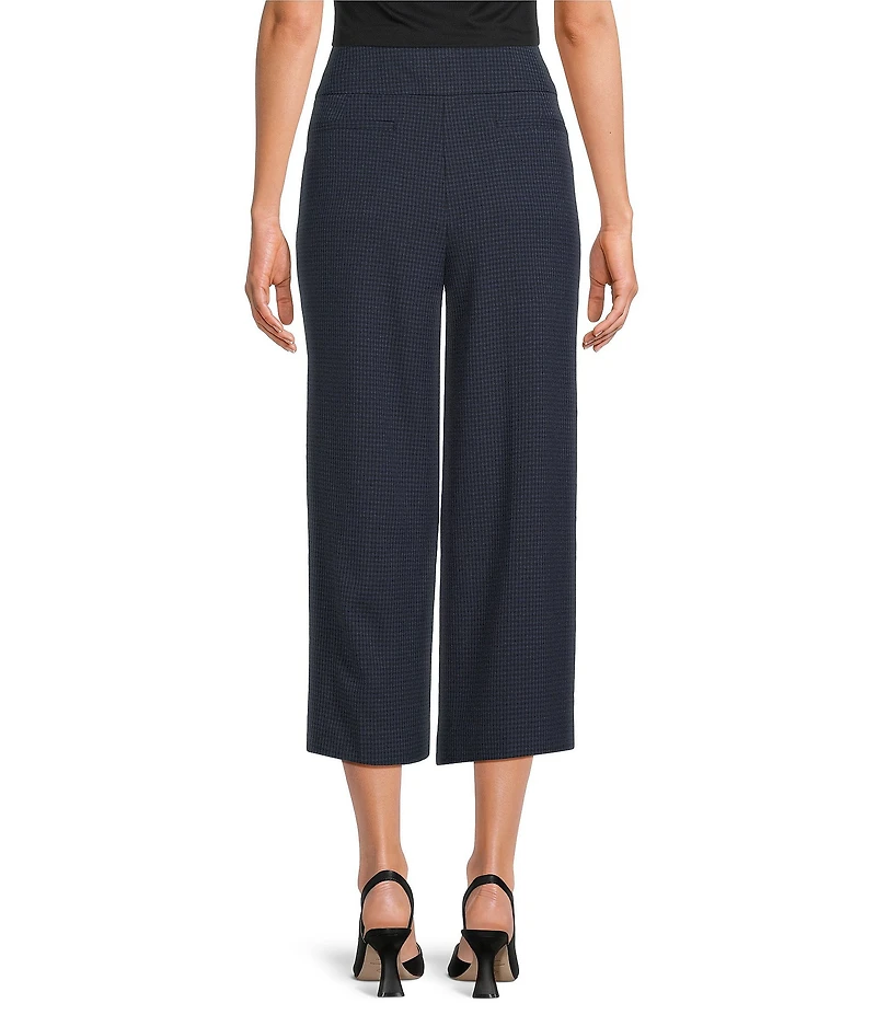 Investments Blue/Black PARK AVE Fit Elite Stretch Pull-On Wide Leg Crop Pants
