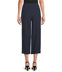 Investments Blue/Black PARK AVE Fit Elite Stretch Pull-On Wide Leg Crop Pants