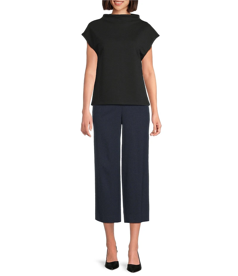 Investments Blue/Black PARK AVE Fit Elite Stretch Pull-On Wide Leg Crop Pants