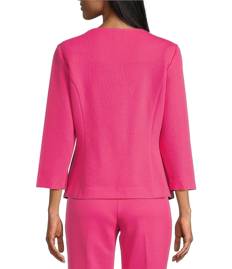 Investments Boat Neck Button Front 3/4 Sleeve Pique Coordinating Jacket