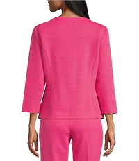 Investments Boat Neck Button Front 3/4 Sleeve Pique Coordinating Jacket