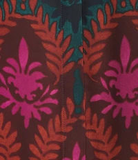 Investments Caroline Signature Stamp Border Print 3/4 Sleeve Button Front Top