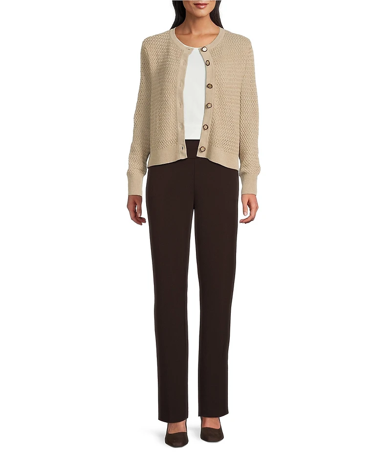 Investments Charlotte Crew Neck Long Sleeve Button Front Cardigan