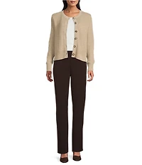 Investments Charlotte Crew Neck Long Sleeve Button Front Cardigan
