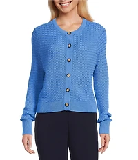 Investments Charlotte Crew Neck Long Sleeve Button Front Cardigan