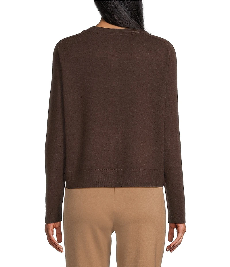Investments Coffee Bean Long Sleeve Crew Neck Top