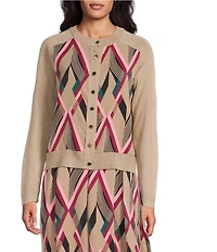 Investments Coordinating Coca Mocha Heather Long Sleeve Crew Neck Button Front Top