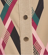 Investments Coordinating Coca Mocha Heather Long Sleeve Crew Neck Button Front Top