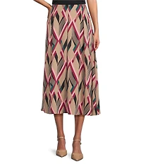 Investments Coordinating Mocha Argyle Plaid Pull-On Midi Skirt