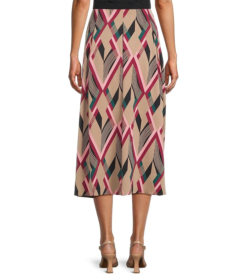 Investments Coordinating Mocha Argyle Plaid Pull-On Midi Skirt