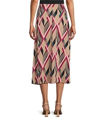 Investments Coordinating Mocha Argyle Plaid Pull-On Midi Skirt