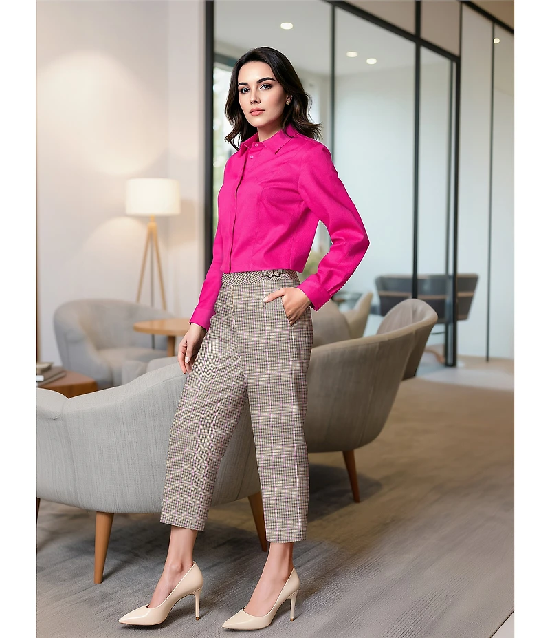 Investments Dolman Long Sleeve Button Front Point Collar Blouse