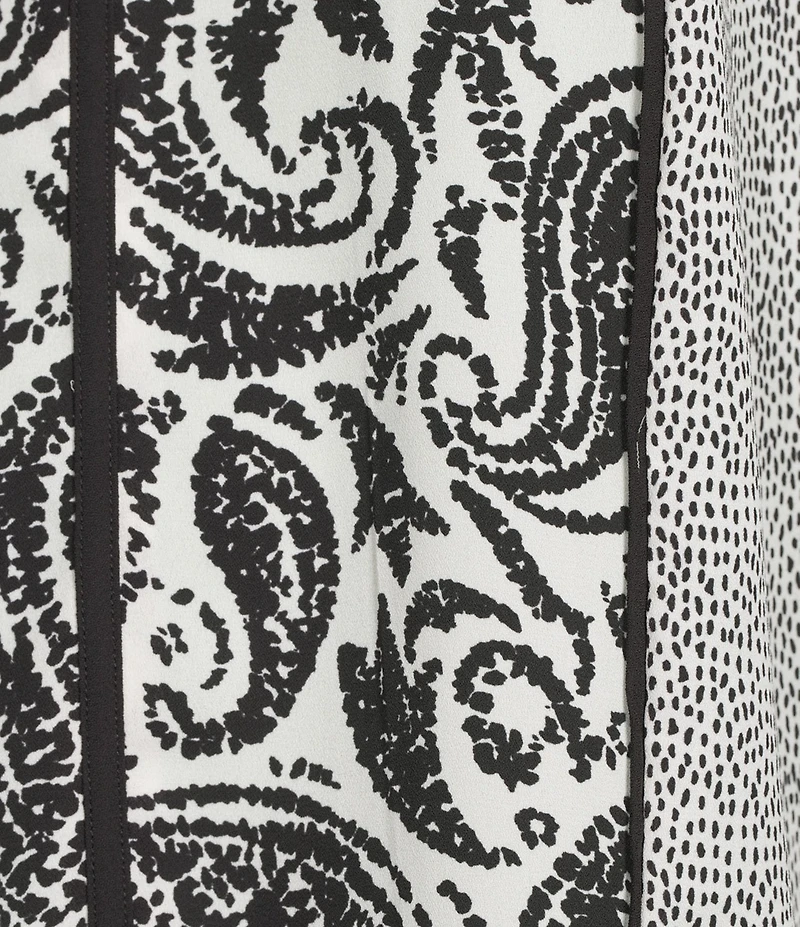 Investments Dotted Paisley Mixed Print 3/4 Sleeve Split Round Neck Blouse