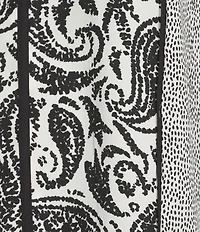 Investments Dotted Paisley Mixed Print 3/4 Sleeve Split Round Neck Blouse