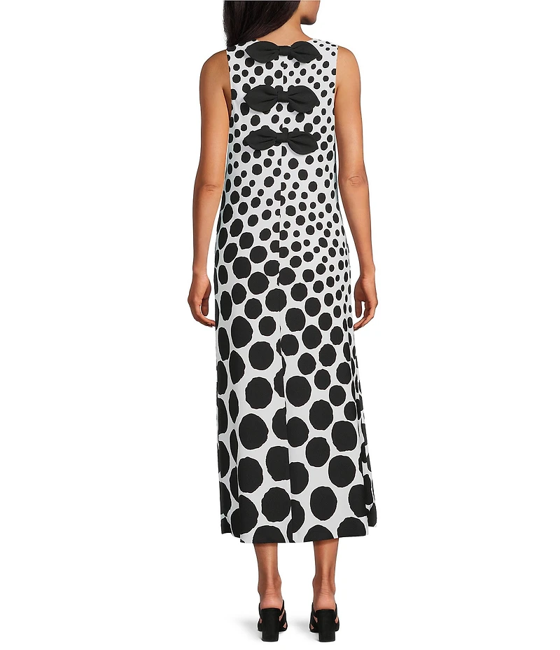 Investments Dotted Sleeveless Scoop Neck A-line Maxi Dress