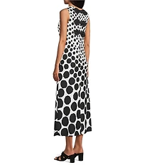 Investments Dotted Sleeveless Scoop Neck A-line Maxi Dress