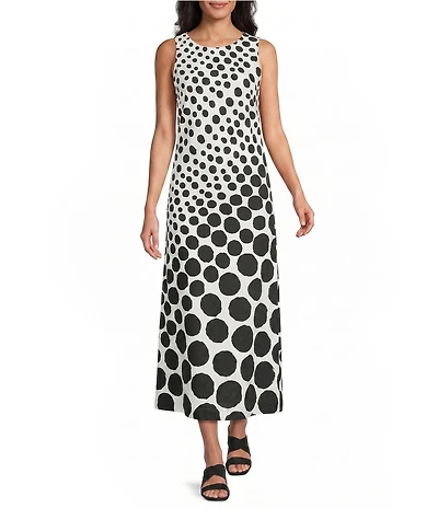 Investments Dotted Sleeveless Scoop Neck A-line Maxi Dress