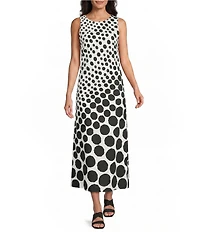 Investments Dotted Sleeveless Scoop Neck A-line Maxi Dress