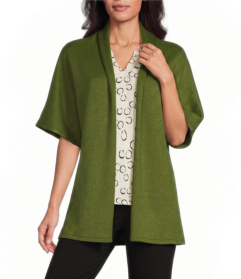 Investments Elbow Sleeve Open Front Knit Cardigan