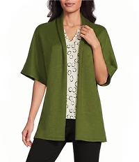 Investments Elbow Sleeve Open Front Knit Cardigan