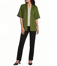 Investments Elbow Sleeve Open Front Knit Cardigan