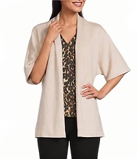 Investments Elbow Sleeve Open Front Knit Cardigan