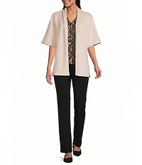 Investments Elbow Sleeve Open Front Knit Cardigan
