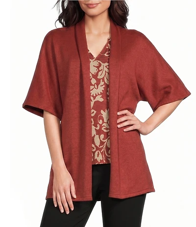 Investments Elbow Sleeve Open Front Knit Cardigan
