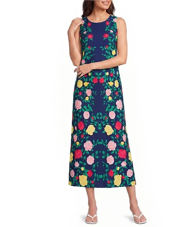 Investments Floral Sleeveless Scoop Neck A-line Maxi Dress