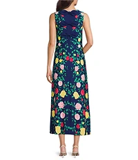 Investments Floral Sleeveless Scoop Neck A-line Maxi Dress