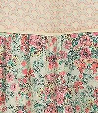 Investments Geo Floral Mixed Print Woven 3/4 Sleeve Split Round Neck Blouse