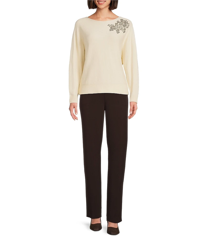 Investments Haute Embellished Long Sleeve Boat Neck Sweater