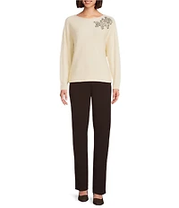 Investments Haute Embellished Long Sleeve Boat Neck Sweater