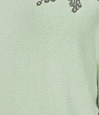 Investments Haute Embellished Long Sleeve Boat Neck Sweater