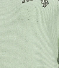 Investments Haute Embellished Long Sleeve Boat Neck Sweater