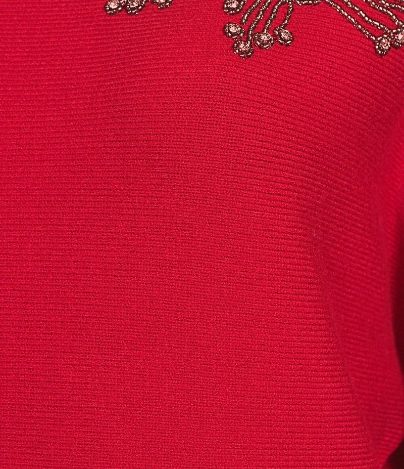 Investments Haute Embellished Long Sleeve Boat Neck Sweater