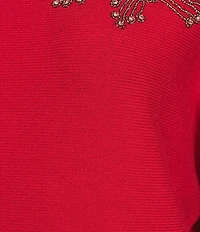 Investments Haute Embellished Long Sleeve Boat Neck Sweater